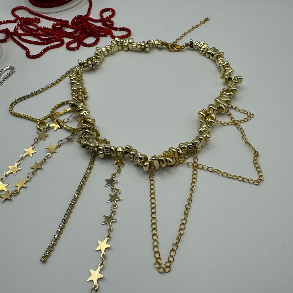 Handmade Gold Star Chain Necklace